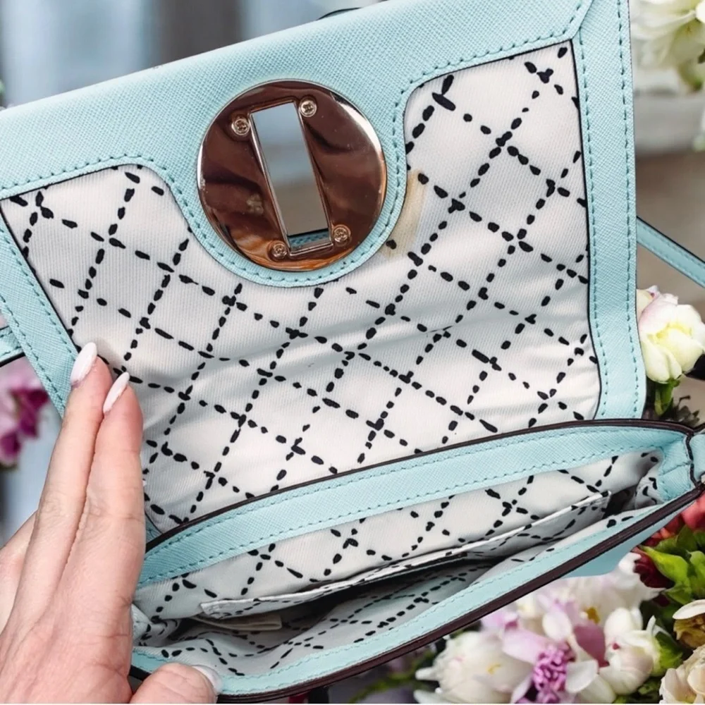Kate Spade Light Blue Crossbody Bag with Gold Accents